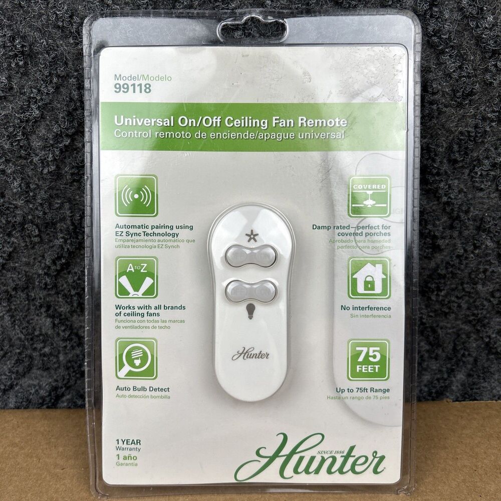 Hunter 99118 Universal Ceiling Fan Remote Control Kit – EZ Sync